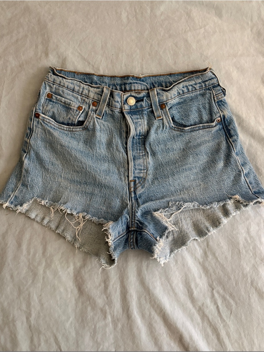 Levi's Light Blue Denim Cutoff Shorts with Frayed Hem